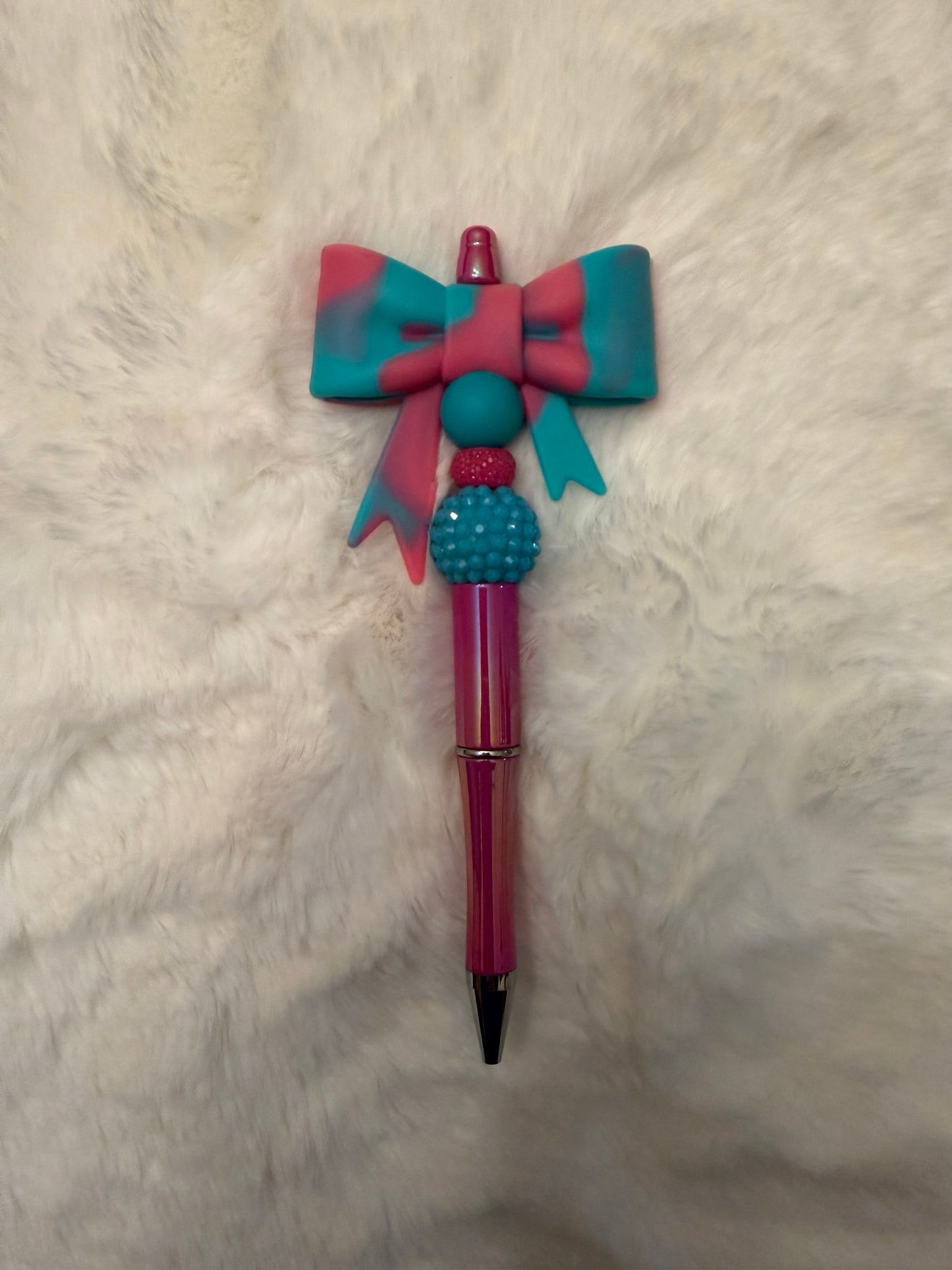 Pink & Teal Bow Pen