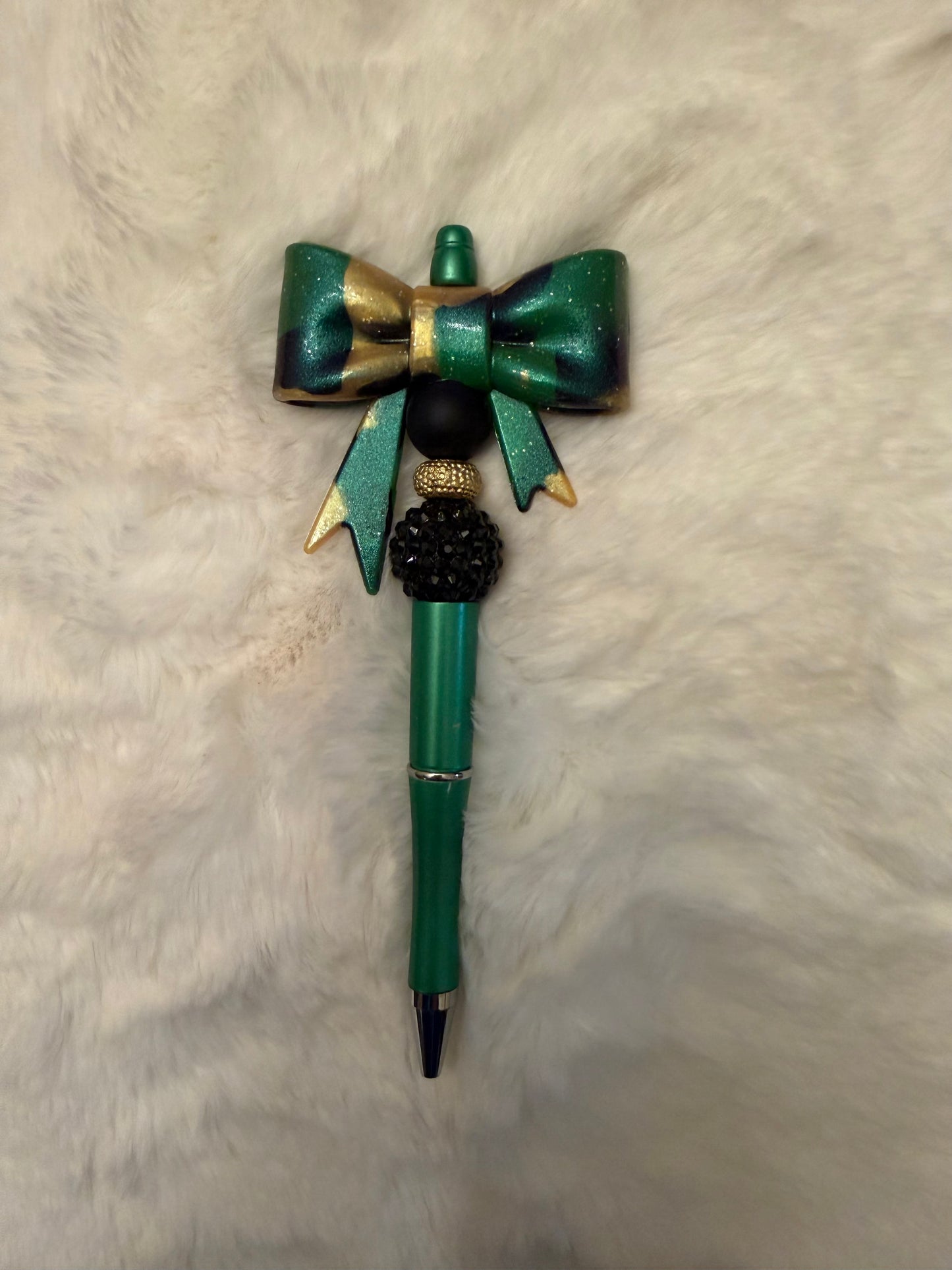 Teal & Gold Bow Pen